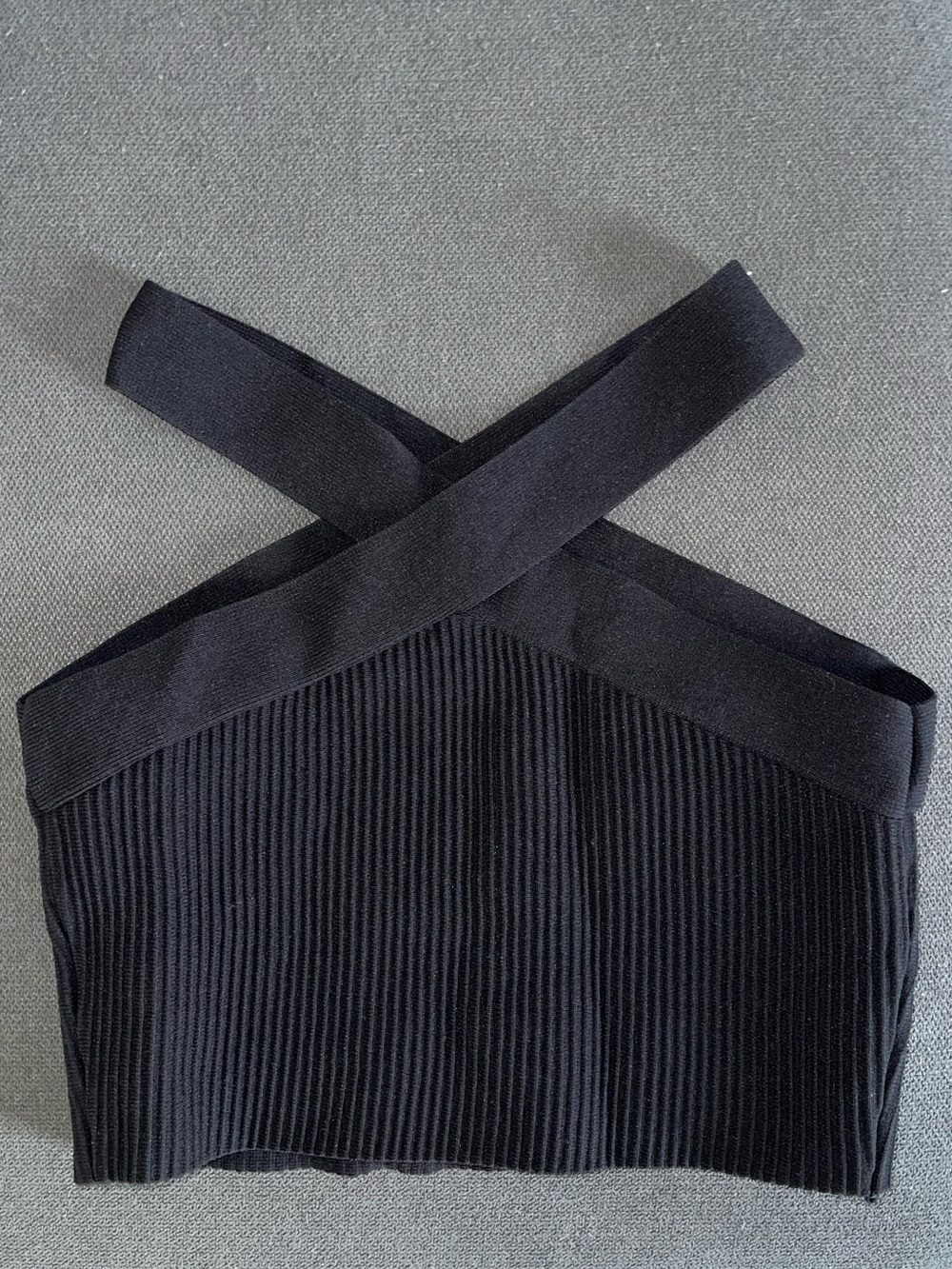 Sincerely Jules Black Crisscross Ribbed Crop Tank